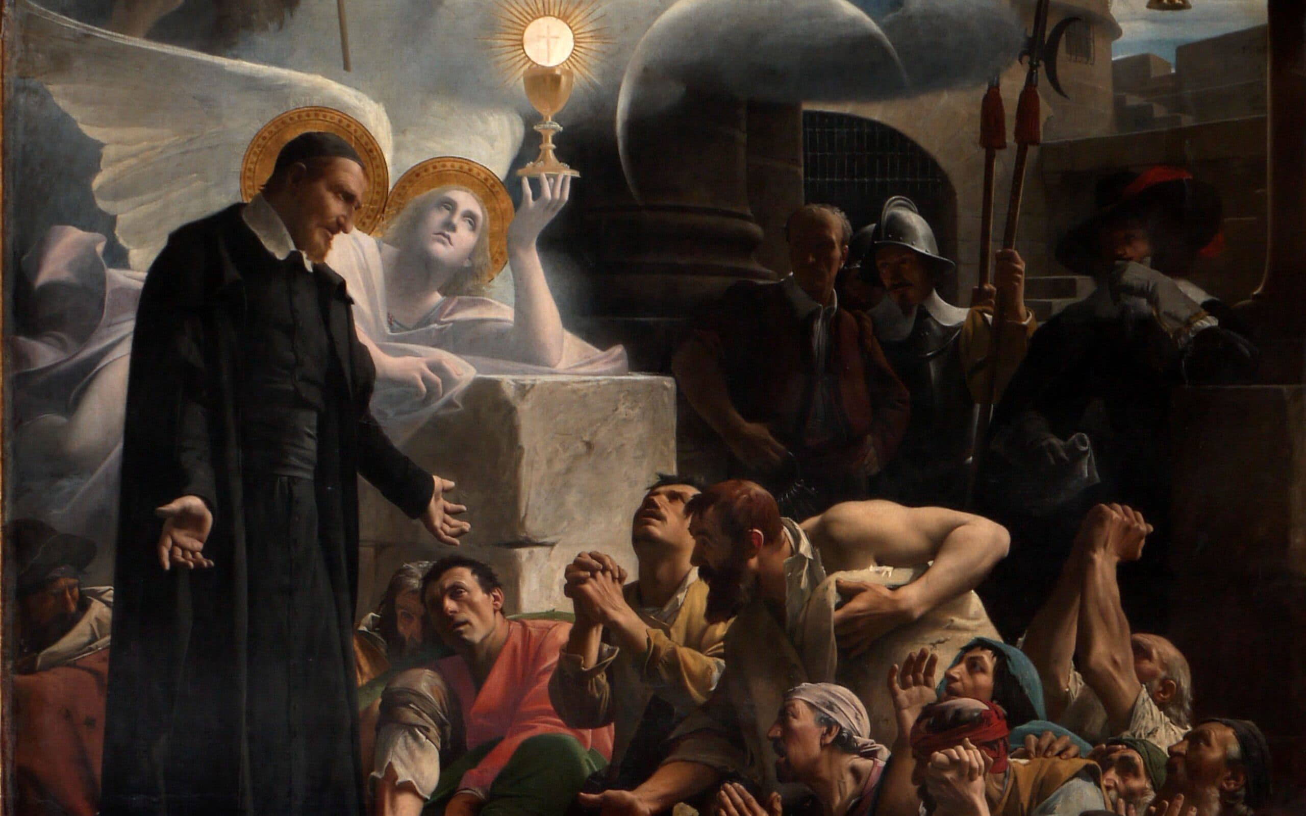 Jean-Jules-Antoine Lecomte du Nouÿ: Svätý Vincent de Paul privádza k viere galejníkov, Kostol Najsvätejšej Trojice v Paríži, 1876. Zdroj: wikimedia commons