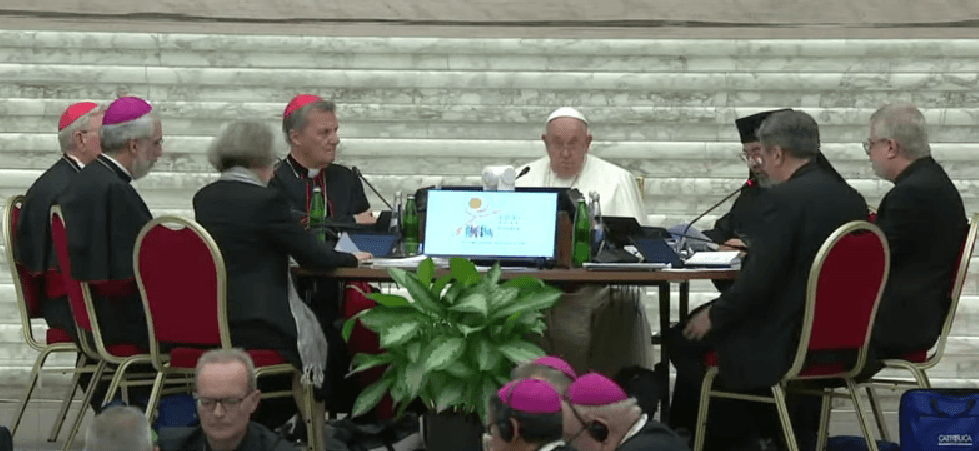 Synoda o synodalite. Snímka obrazovky youtube vaticannews 