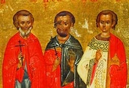 Svätí Gurias, Samónas a Habib, ikona. Zdroj: Wikipedia