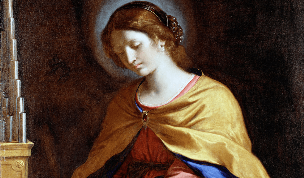Svätá Cecília hrá na organe, dobová maľba. Zdroj: Wikimedia