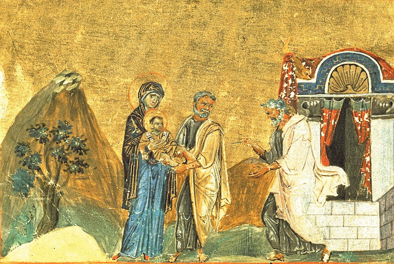 Ikona sviatku Obrezania Pána, miniatúra v Menológione Bazila II. (985), Vatikánska knižnica. Zdroj: wikimedia commons 