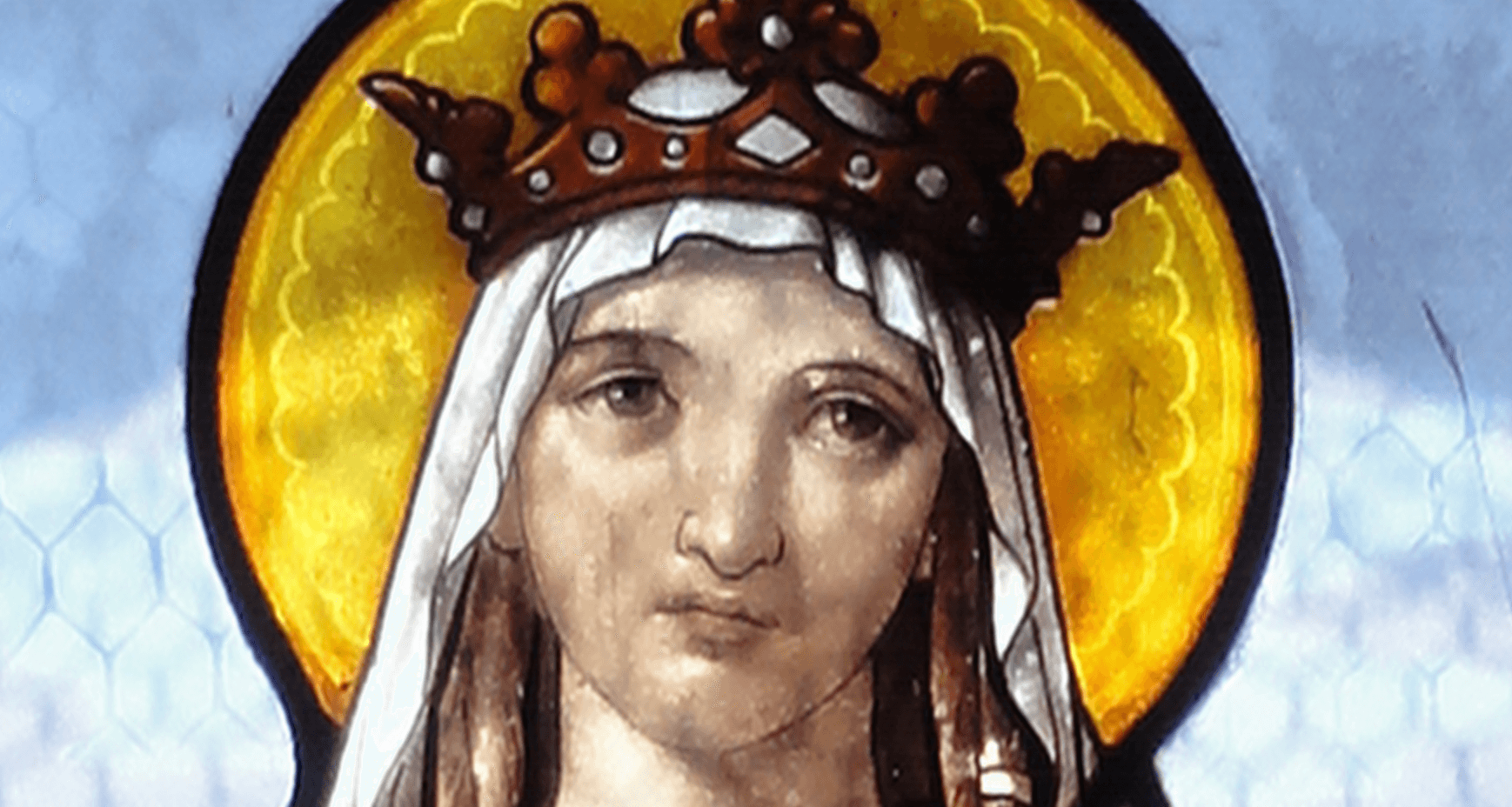 Svätá Adela Burgundská, zobrazenie na okennej vitráži. Zdroj: wikimedia comons