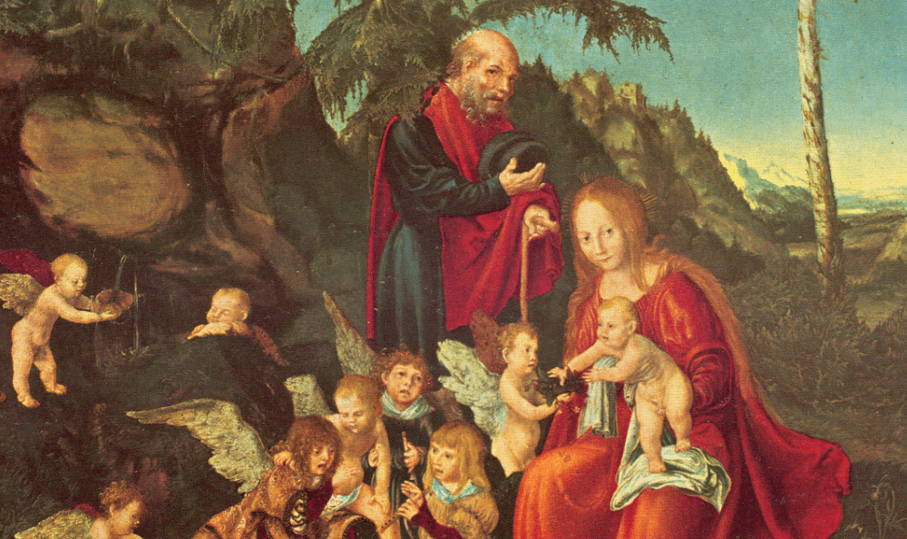 Lucas Cranach starší: Odpočinok Panny Márie počas úteku do Egypta (1504). Zdroj: wikimedia