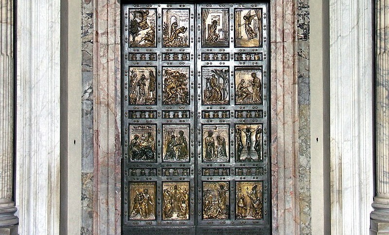 Svätá brána v Bazilike svätého Petra vo Vatikáne. Zdroj: wikimedia commons