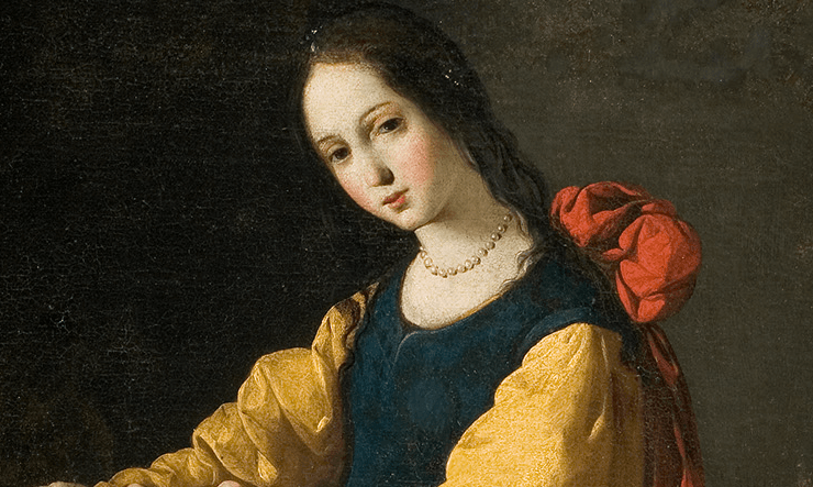 Francisco de Zurbarán: Svätá Agáta (medzi 1630 – 1633). Zdroj: wikimedia commons