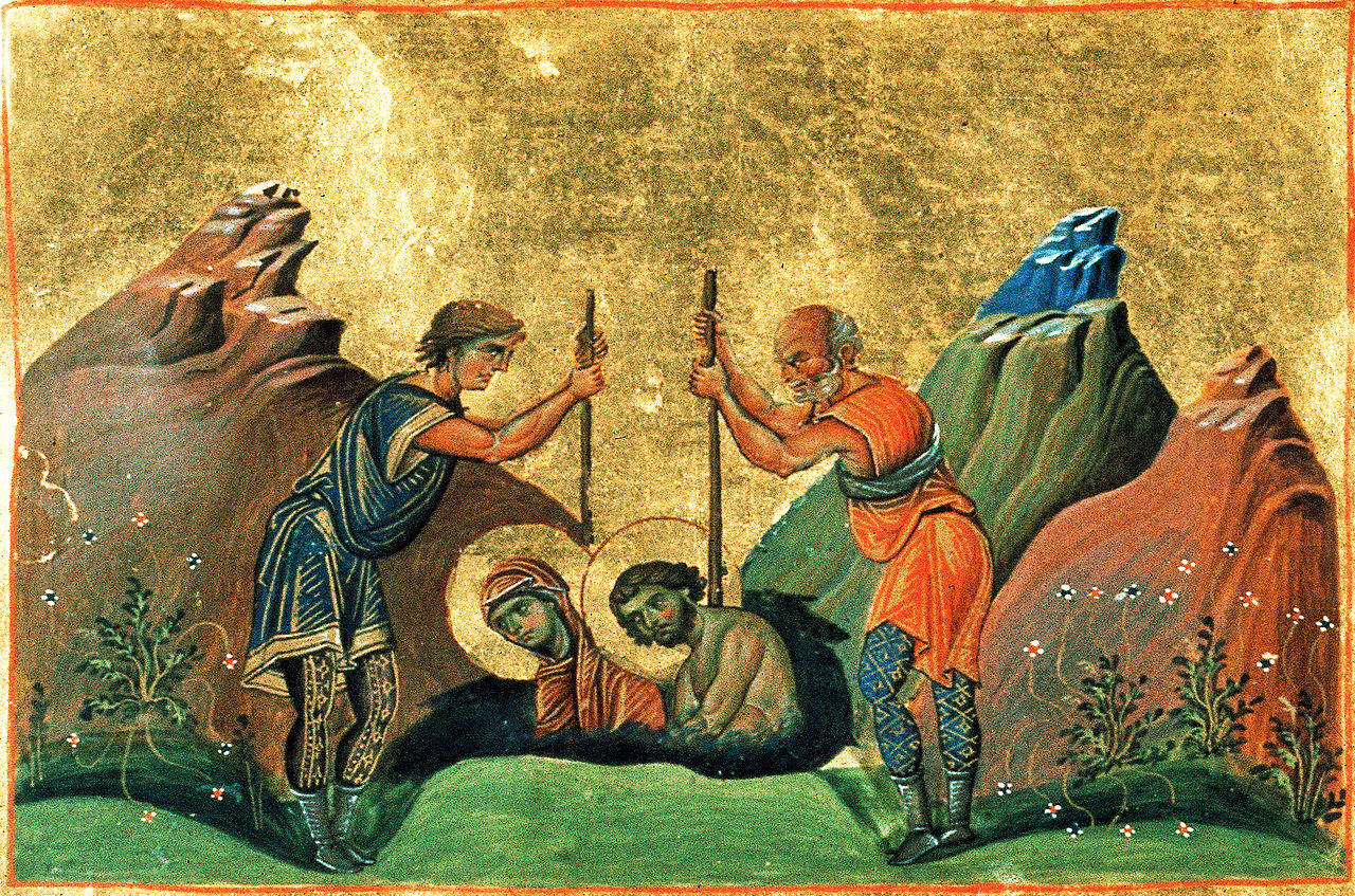 Svätí manželia mučeníci Chryzant a Dária, miniatúra v Menológione Bazila II. (985), Vatikánska knižnica. Zdroj: wikimedia commons
