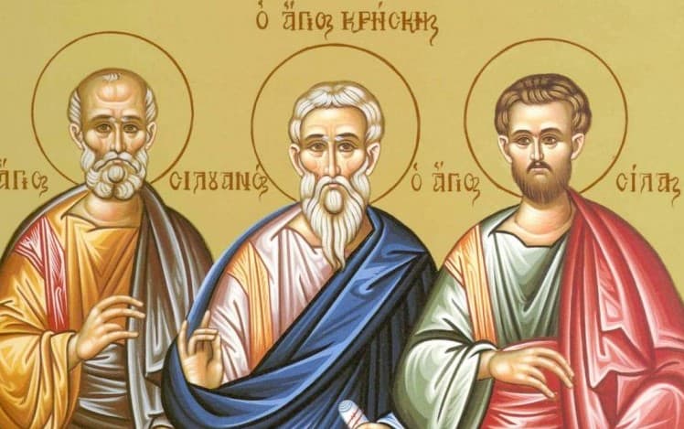 Ikona svätých Sílasa (vpravo), Sivána (vpravo) a Krescencia