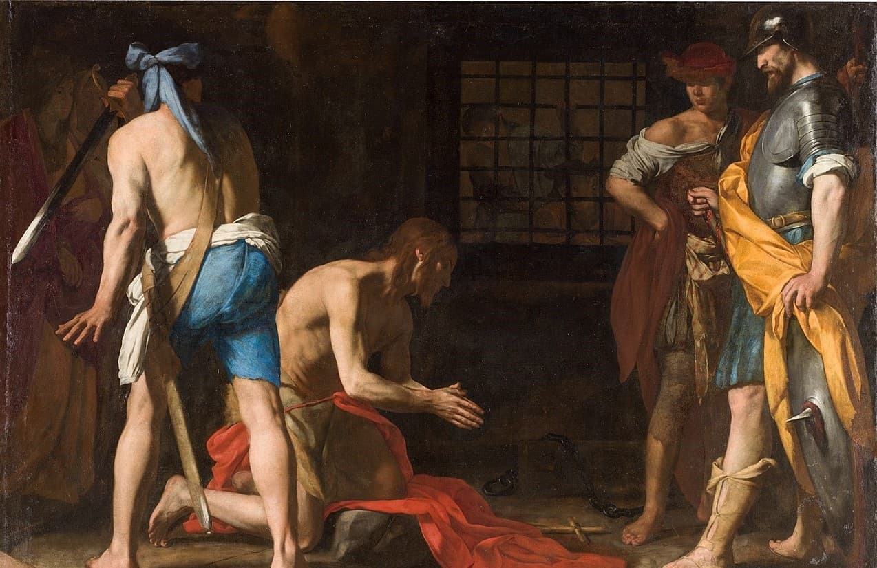 Sťatie svätého Jána Krstiteľa, Massimo Stanzione, 1635, wikimedia commons