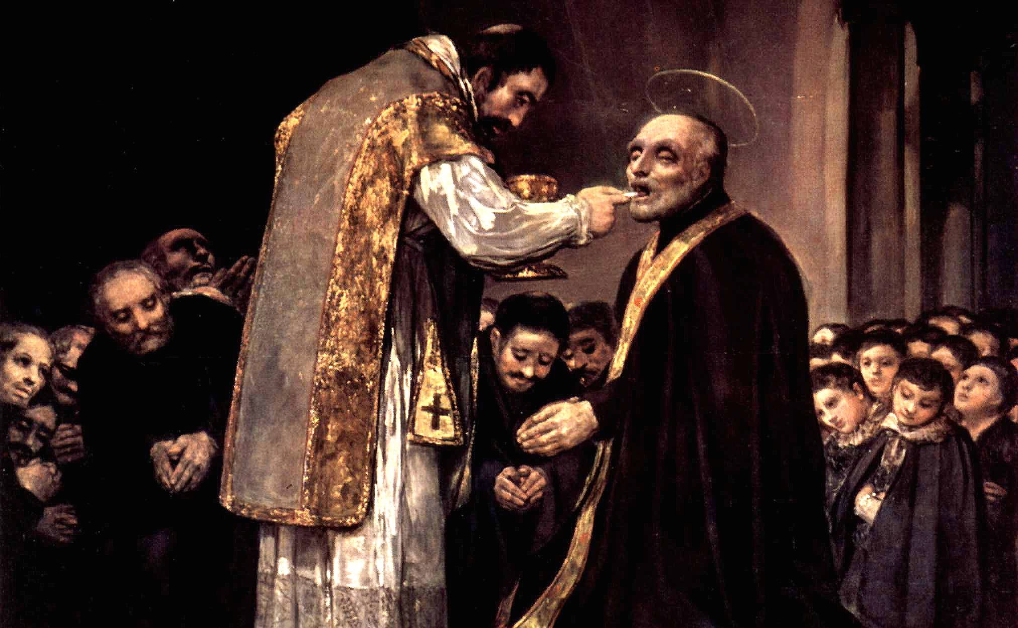 Joseph Ignatz Sadler: Posledné sväté prijímanie svätého Jozefa Kalazanského (1819). Zdroj: wikimedia commons