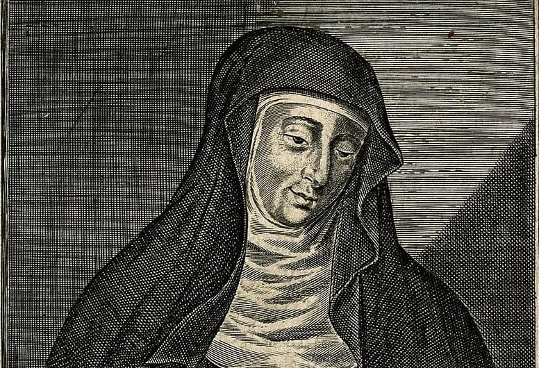 Svätá Hildegarda z Bingenu. Rytina od W. Marshalla, zdroj: wikimedia commons, CC-BY-4.0