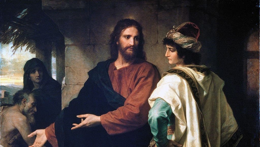 Heinrich Hoffmann: Kristus a bohatý mladý zákonník (1889). Zdroj: wikimedia commons