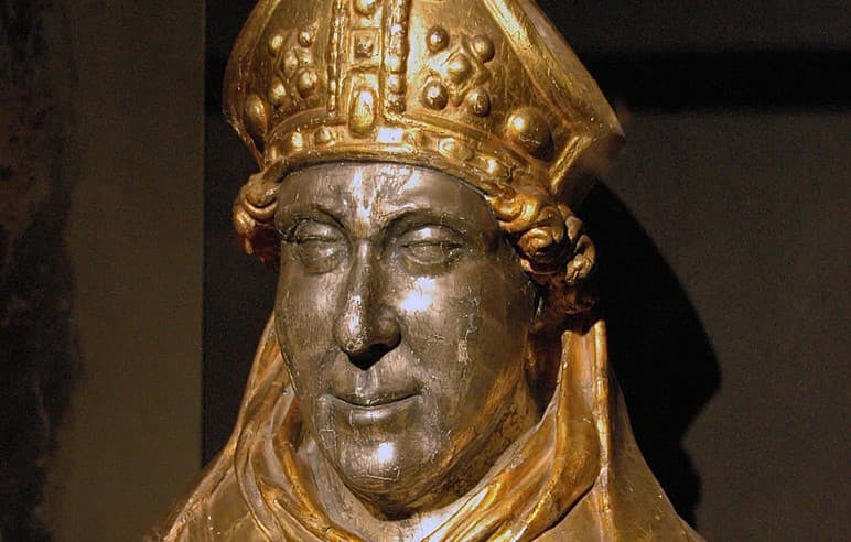 Essenská relikviárna busta svätého Engelberta na výstave Zlato pred čiernou. Zdroj: wikimedia commons