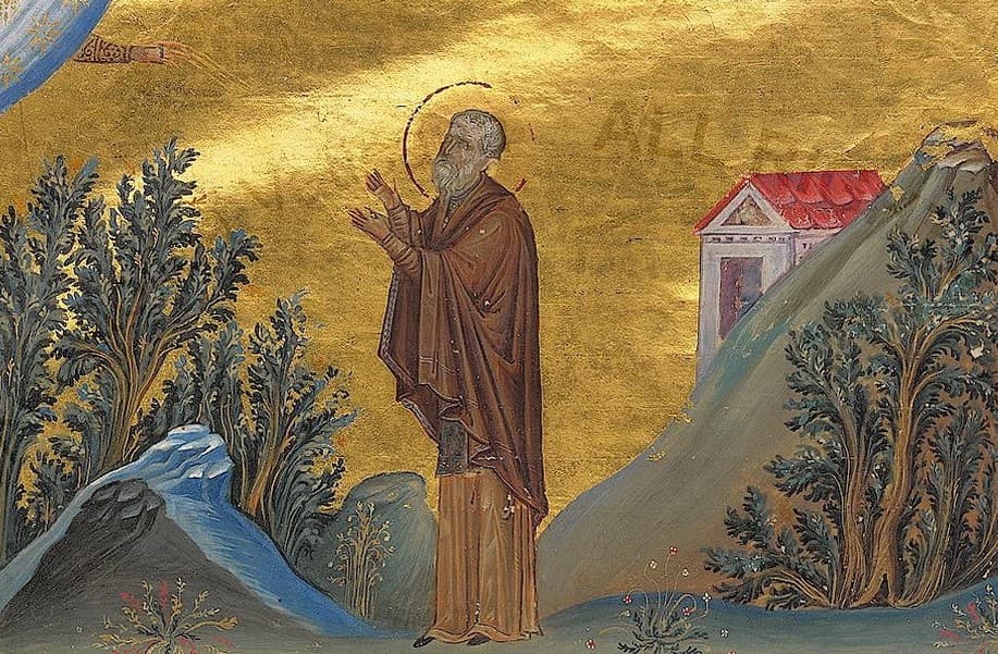 Svätý Joannikios Veľký, miniatúra z Menológiona Bazila II. (985), Vatikánska knižnica. Zdroj: wikimedia commons