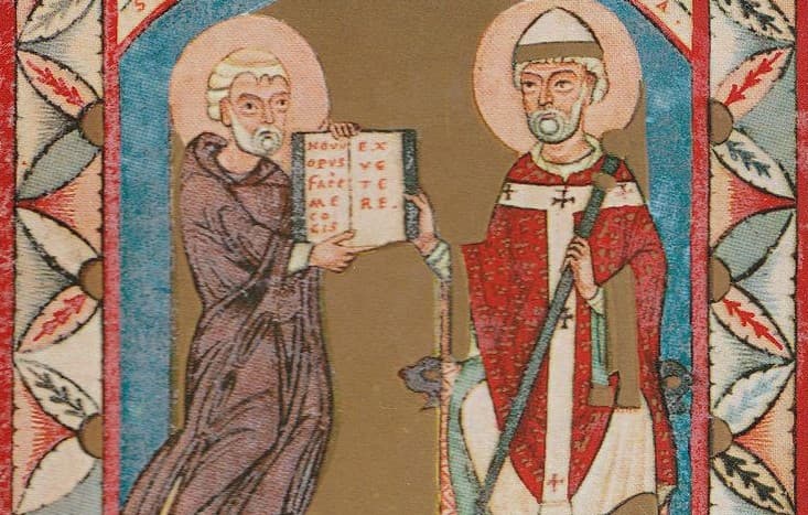 Hieronym predstavuje Vulgátu pápežovi Damazovi. Zdroj: wikimedia commons