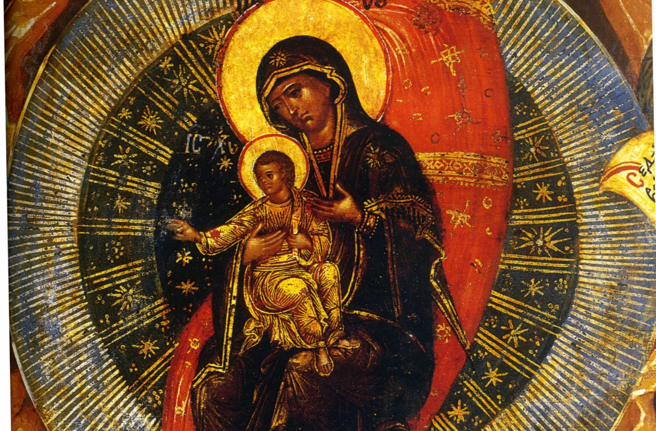 Zhromaždenie k Presvätej Bohorodičke, zobrazenie na ikone. Zdroj: Wikimedia