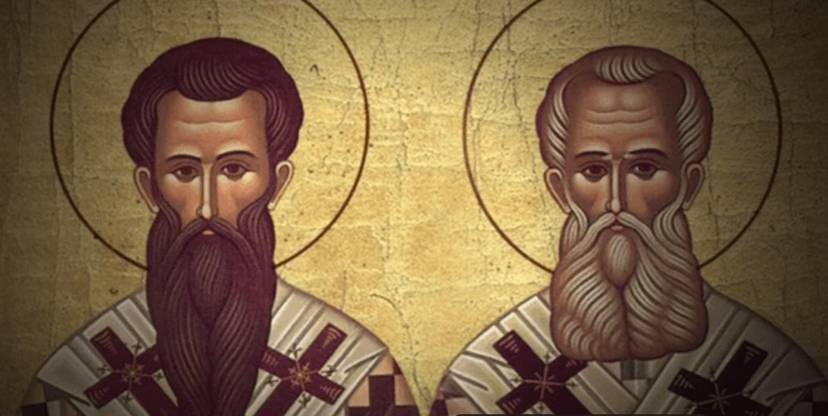 Svätí Bazil Veľký a Gregor Naziánzsky. Zdroj: Snímka obrazovky YouTube