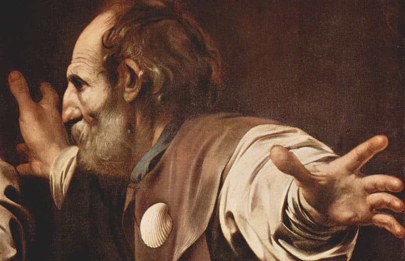 Caravaggio: Večera v Emauzách (1601, detail), Národná galéria Londýn. Zdroj: wikimedia commons