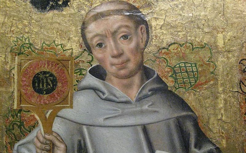 Maľba svätého Bernardína zo Sieny od neznámeho umelca zo 16. storočia, Château de Langeais. Zdroj: wikimedia commons