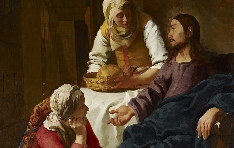 Johannes Vermeer: Kristus v dome Marty a Márie, 1655. Zdroj: wikimedia commons