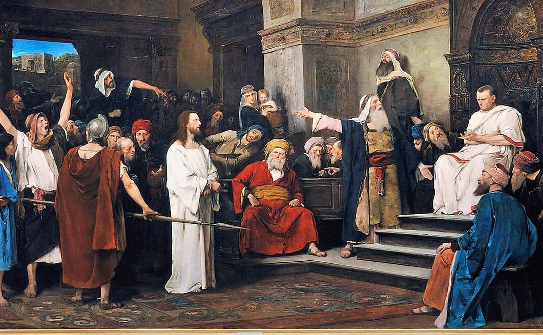 Mihály Munkácsy: Kristus pred Pilátom (1881). Zdroj: wikimedia commons