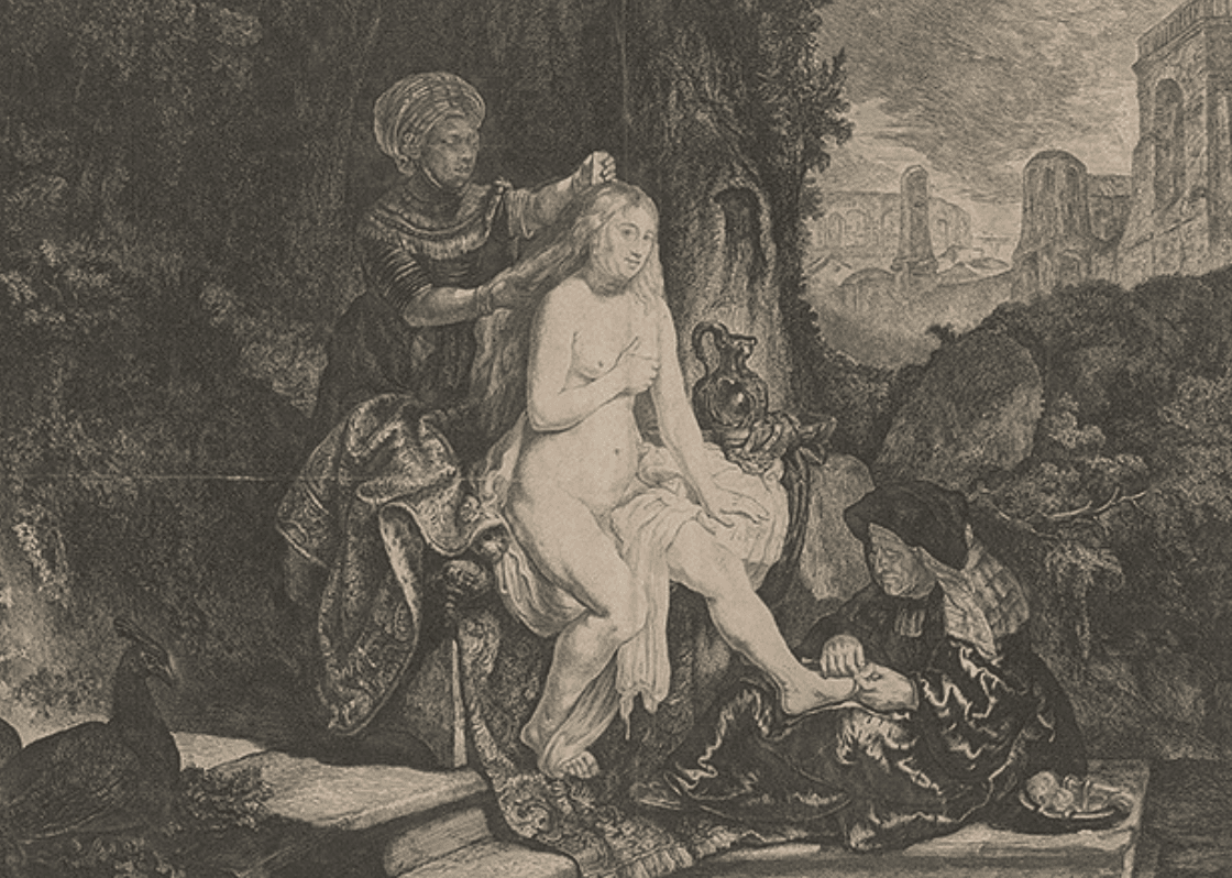 Jean Michel Moreau, Rembrandt van Rijn: Dávid a Betsabé (1770 – 1780). Zdroj: webumenia.sk